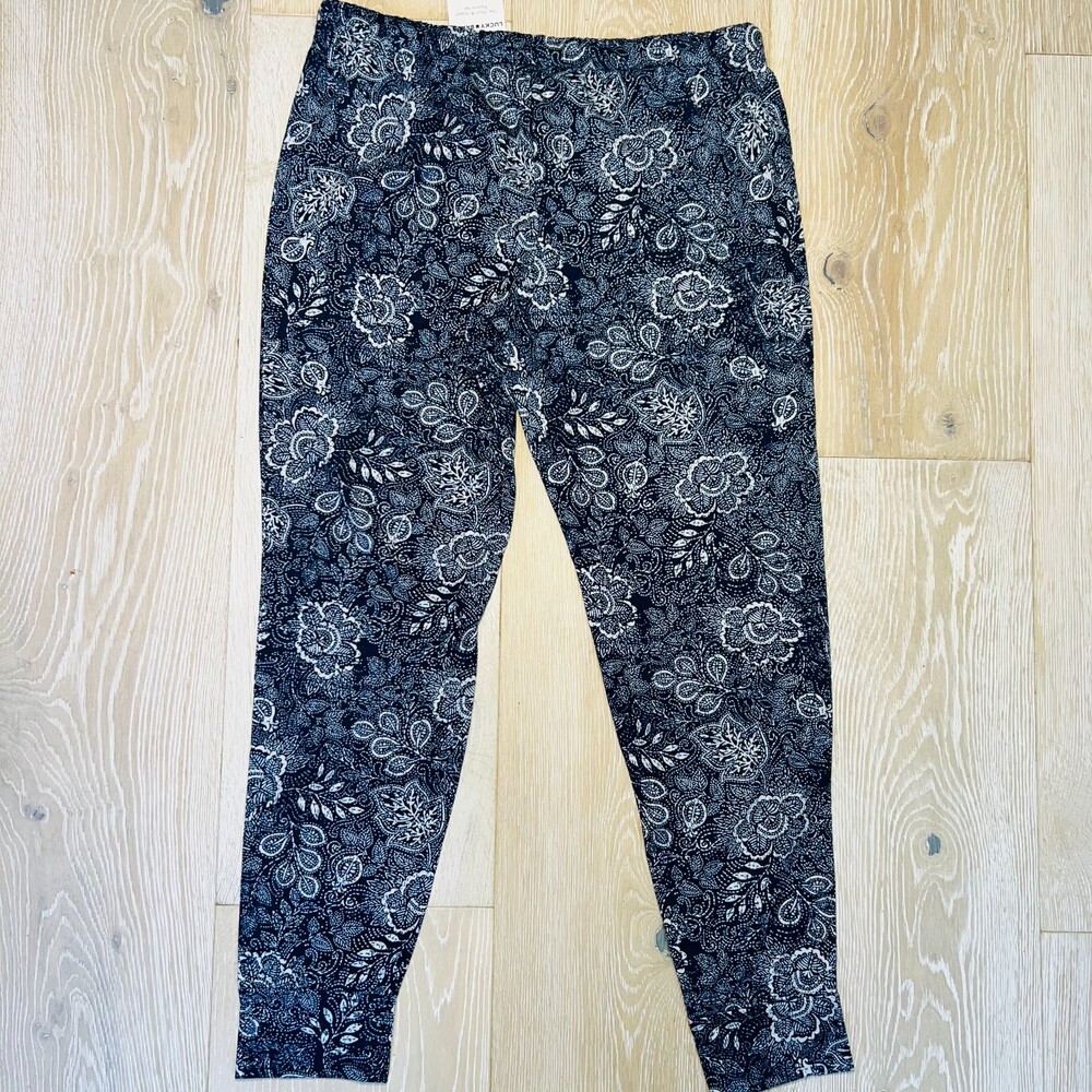 Lucky Brand - Pajama Jogger Pants Women's S Navy Paisley NWT Elastic Tie Waist - Picture 3 of 11